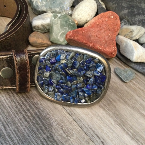 Lapis Belt Buckle & Leather Belt - Picture 3 of 8